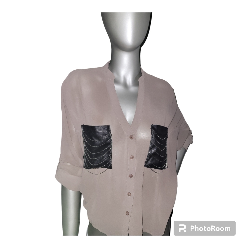 Tan and Black Blouse